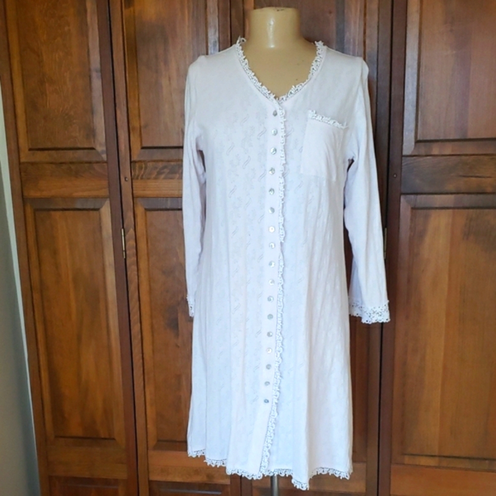 Eileen West Granny Core Lace Trim Nightgown Sz S - Picture 1 of 7